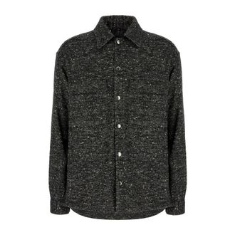 Dolce & Gabbana Casual Shirts, male, Gray, Size: 2XL Wool Blend Shirt