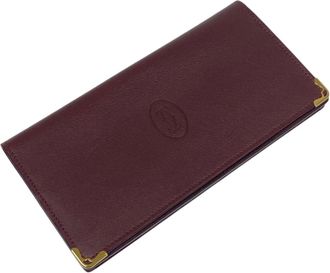 Cartier Must Bordeaux Leather Long Wallet (Bi-Fold) (Pre-Owned)