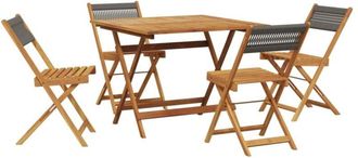 vidaXL 5 Piece Garden Dining Set Grey Polypropylene and Solid Wood vidaXL