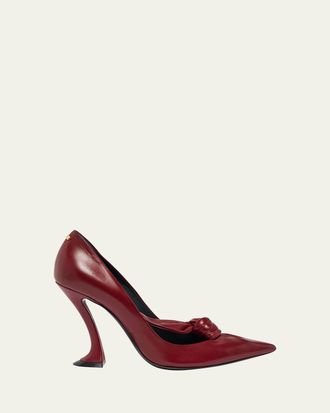 Lanvin 100mm Leather Bow Pumps
