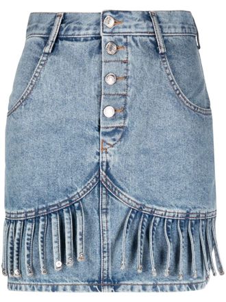 Moschino Gonna denim con frange - Blu
