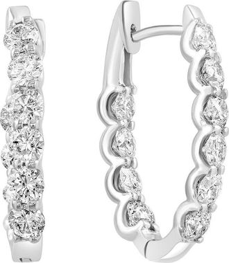 Effy Diamond Scalloped Hoop Earrings in 14K White Gold in 14K Gold at Nordstrom