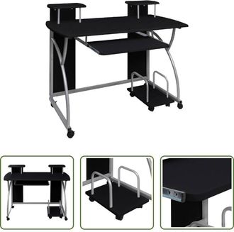 vidaXL vidaXL Scrivania per ufficio - Scrivania da Computer Nera 110x52x88,5 cm in Legno Multistrato