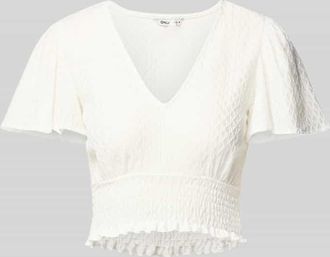 Only Regular Fit Crop Top mit Smok-Detail Modell HANNAH in Offwhite, Größe XL