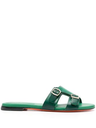 Santoni Sandali slides con fibbia - Verde