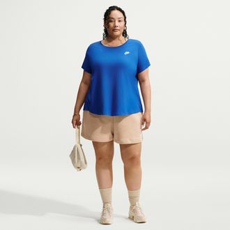 Nike Womens Nike Sportswear Club Fleece Mid-Rise Shorts (Plus Size) in Brown | DV5086-248