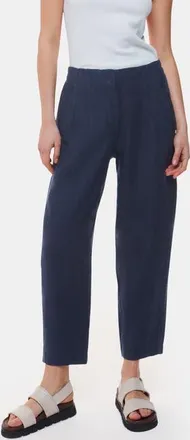 Whistles Linen Barrel Leg Trouser in Navy at Nordstrom, Size 14