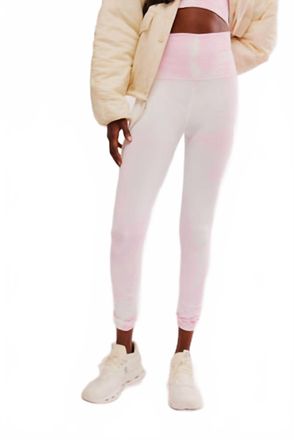 Free People Good Karma Tie Dye Legging In Powder Pink Combo