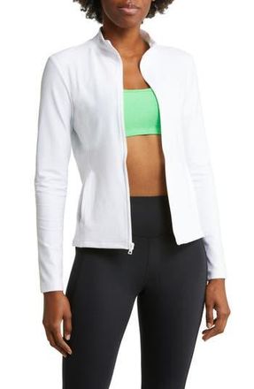 Beyond Yoga On the Go Mock Neck Jacket in Cloud White at Nordstrom Rack, Size X-Small