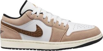 Nike Jordan Mens AJ 1 Low SE - Shoes Beige/Black/Gold Size 10.5