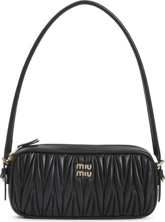 Miu Miu Matelass&eacute; Nappa Pouch - Dames - Schoudertassen - Zwart - ONE Size - Katoen - Tassen