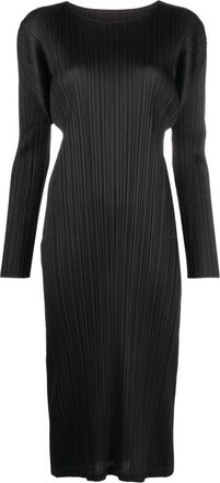 Pleats Please Issey Miyake September plissé-satin midi dress - women - Polyester - 3 - Black