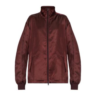 Yohji Yamamoto Hoodies & sweatvesten, Dames, Rood, XS, Satijn, Satin Gradient 3-Stripes Track Top