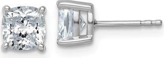 Diamond2Deal 14k White Gold 2ctw Cushion Lab Grown Diamond Stud Earrings VS Clarity, G-H Color