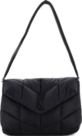 Saint Laurent Loulou Puffer Messenger Bag Quilted Econyl shoulder bag - Zwart