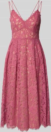 Jake*s Knielanges Cocktailkleid mit Spitze und Spaghettitr&auml;gern in Fuchsia, Gr&ouml;&szlig;e 32