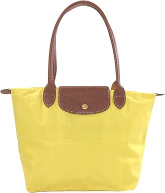 Longchamp Le Pliage Brown Yellow Nylon Tote Bag (Pre-Owned)
