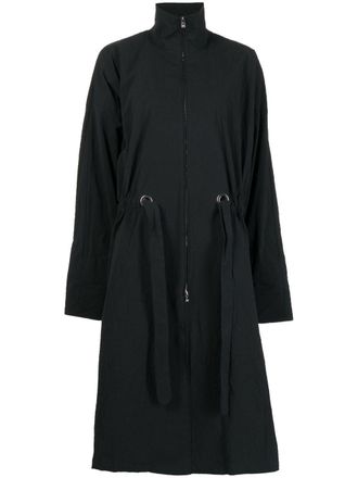 Toteme drawstring-fastening waist parka coat - women - Cotton/Elastane - 40 - Black
