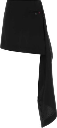 Loewe Womens Wool Mini Skirt Black