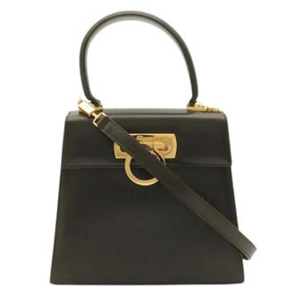 Ferragamo Pre-owned Gancini Handtas - Dames - Pre-owned - Bruin - Maat: ONE Size Leer
