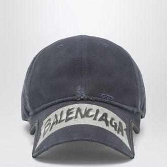 Balenciaga Black Washed Effect Masking Tape Cap