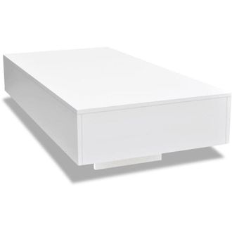 vidaXL Mesa De Centro Rectangular De Fibra De Vidrio Blanco Brillante Vidaxl