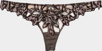 Fleur du Mal Lily Embroidered Hipster Thong