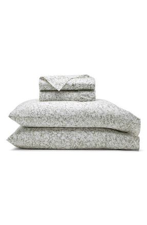 Boll & Branch Signature Garden Print Hemmed Organic Cotton Sheet Set in Meadow at Nordstrom, Size California King