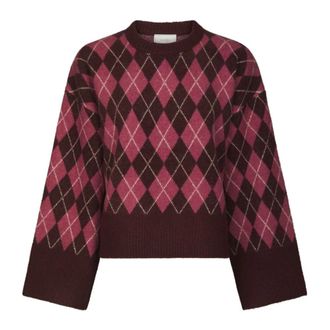 Neo Noir Kick Check Knit Blouse - Dames - Ronde hals truien - Veelkleurig - L - Wol - Truien & Vesten