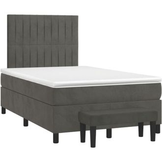 vidaXL Cama Box Spring Con Colch&oacute;n Terciopelo Gris Oscuro 120x190 Cm Vidaxl