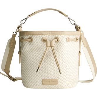 Tommy Bahama Soft Woven Drawstring Bucket Bag in Tan/white at Nordstrom