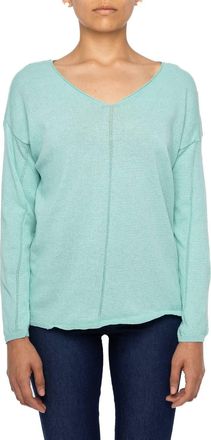 Astrid Womens Preppy V-Neck Top In Aqua