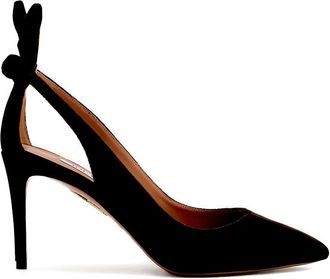 Aquazzura 85mm bow-tie pumps - women - Leather - 37.5 - Brown