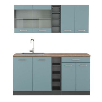 Vicco Cocina Vers&aacute;til R-line, Gris Azulado/antracita, 160 Cm, Et Roble