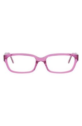 Balenciaga 55mm Rectangular Optical Glasses in Pink Pink Transparent at Nordstrom Rack