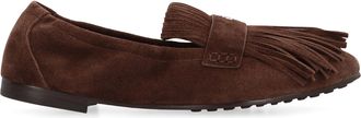 Tory Burch Womens Fringed Ballet Flats Mustang Leather Loafers