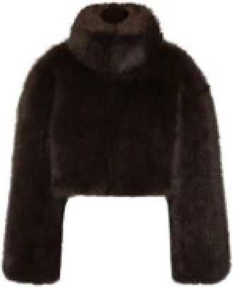 Rotate Korte Jas van Imitatiebont - Dames - Jassen - Bruin - S/M - Polyester - Jassen