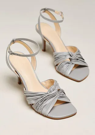 Maeve Leather Cross Ankle-Strap Heeled Sandals