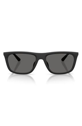Emporio Armani 57mm Pillow Sunglasses in Matte Black /Light Grey at Nordstrom