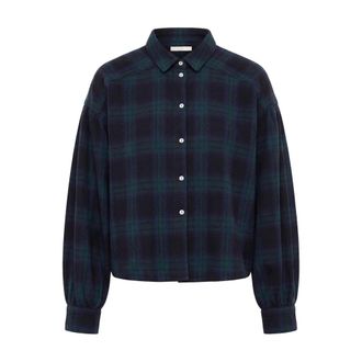By-Bar Amsterdam Sarah Korte Geruite Blouse - Dames - Blouses & Shirts - Groen - Maat: M Katoen
