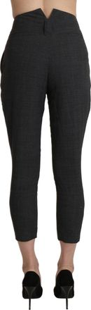 Ermanno Scervino Womens Gray High Waist Capri Cropped Cotton Pants Black