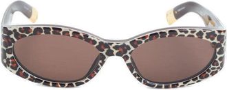 Jacquemus Eyewear Leopard Brown Acetate Ovalo Sunglasses