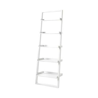 Oresteluchetta Librer&iacute;a De Pared Blanca Moderna En Forma De Escalera Con 5 Estantes H193cm Peoria