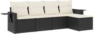 vidaXL Set De Muebles De Jard&iacute;n 5 Pzas Y Cojines Rat&aacute;n Sint&eacute;tico Negro Vidaxl