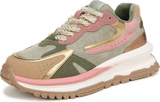 Blowfish Womens Leo Lace Up Trainer, Green/Pink, Medium Fit, UK 4