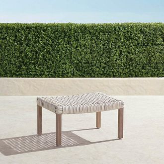 Frontgate Isola Ottoman in Weathered Teak & Washed White Wicker - Frontgate