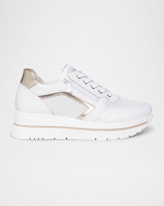 Nero Giardini Leather Platform Side-Zip Sneakers