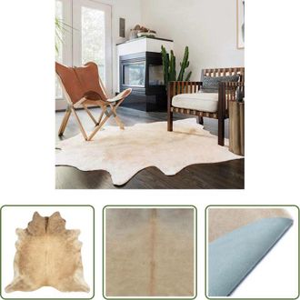 vidaXL Tappeto in pelle di mucca - Tappeto in Vera Pelle Bovina Beige 180x220 cm