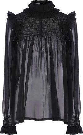 Saint Laurent Semi-transparante blouse - Zwart