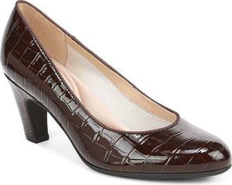 Life Stride Parigi Croc Embossed Faux Leather Pump in Dark Chocolate at Nordstrom, Size 8.5